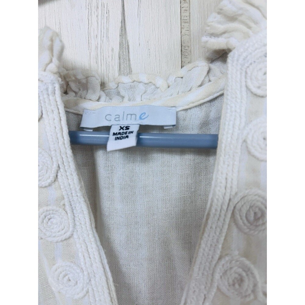Johnny Was Cotton Tiered Midi Sundress Striped Carana Cream XS Vacation - Picture 7 of 7